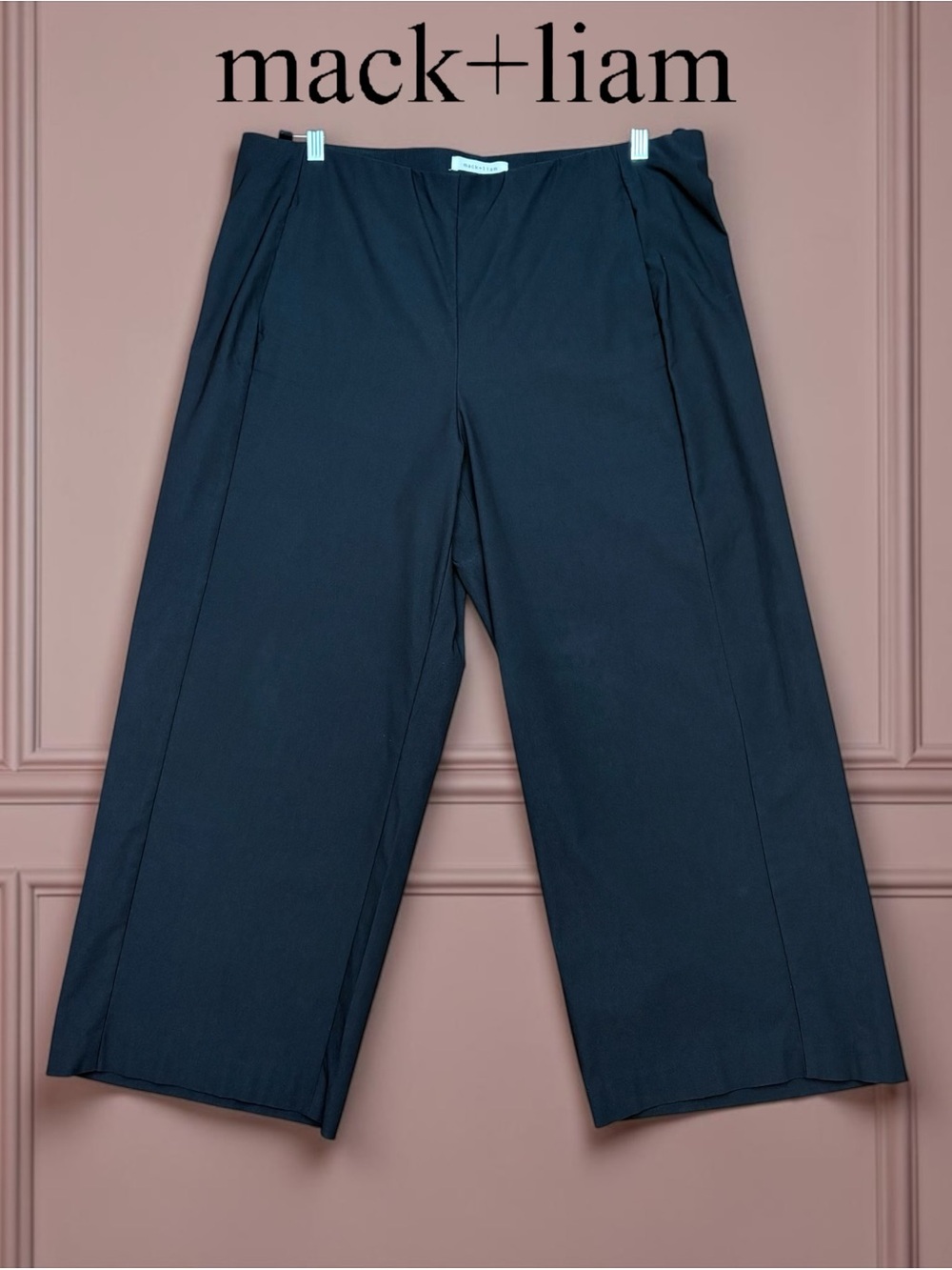 Mack + Liam, Plus Size 1X, Black Cropped Wide Leg Ankle Pants Stretch